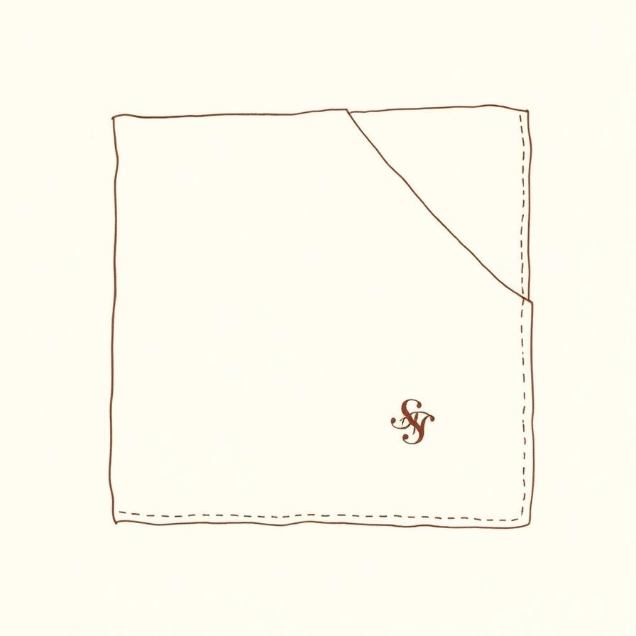 Illustration of a handkerchief — corner monogram placement