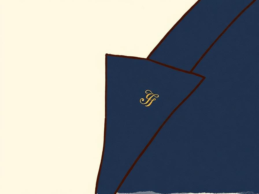 Illustration of a suit lapel monogram placement