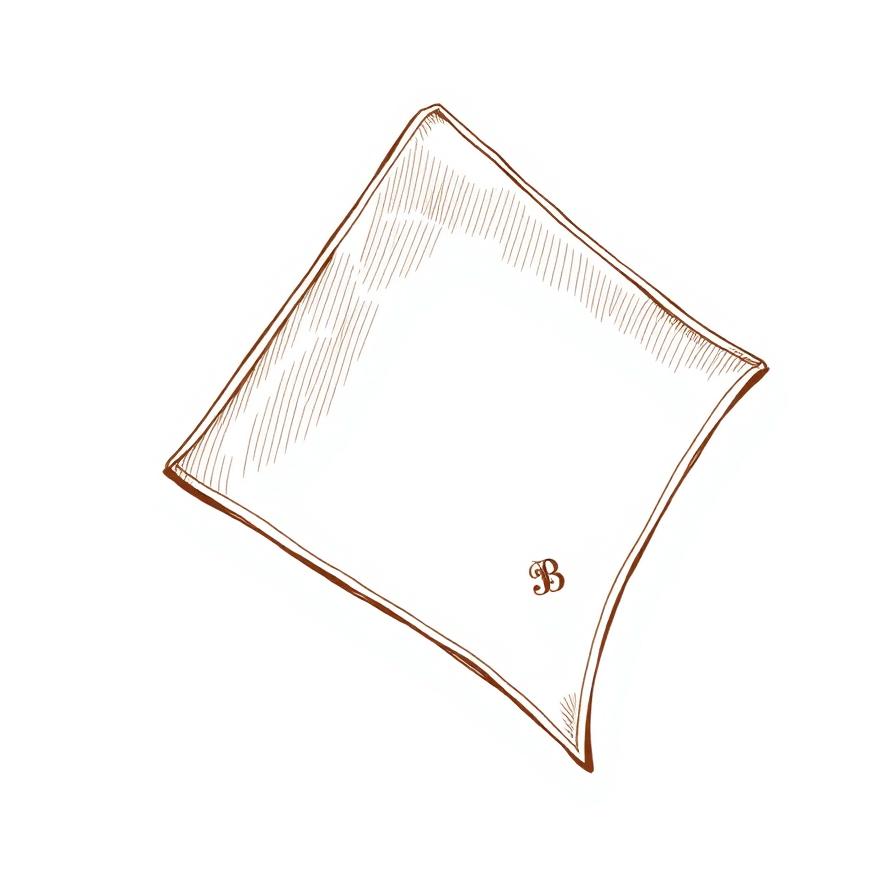 Illustration of a pocket square — corner monogram placement