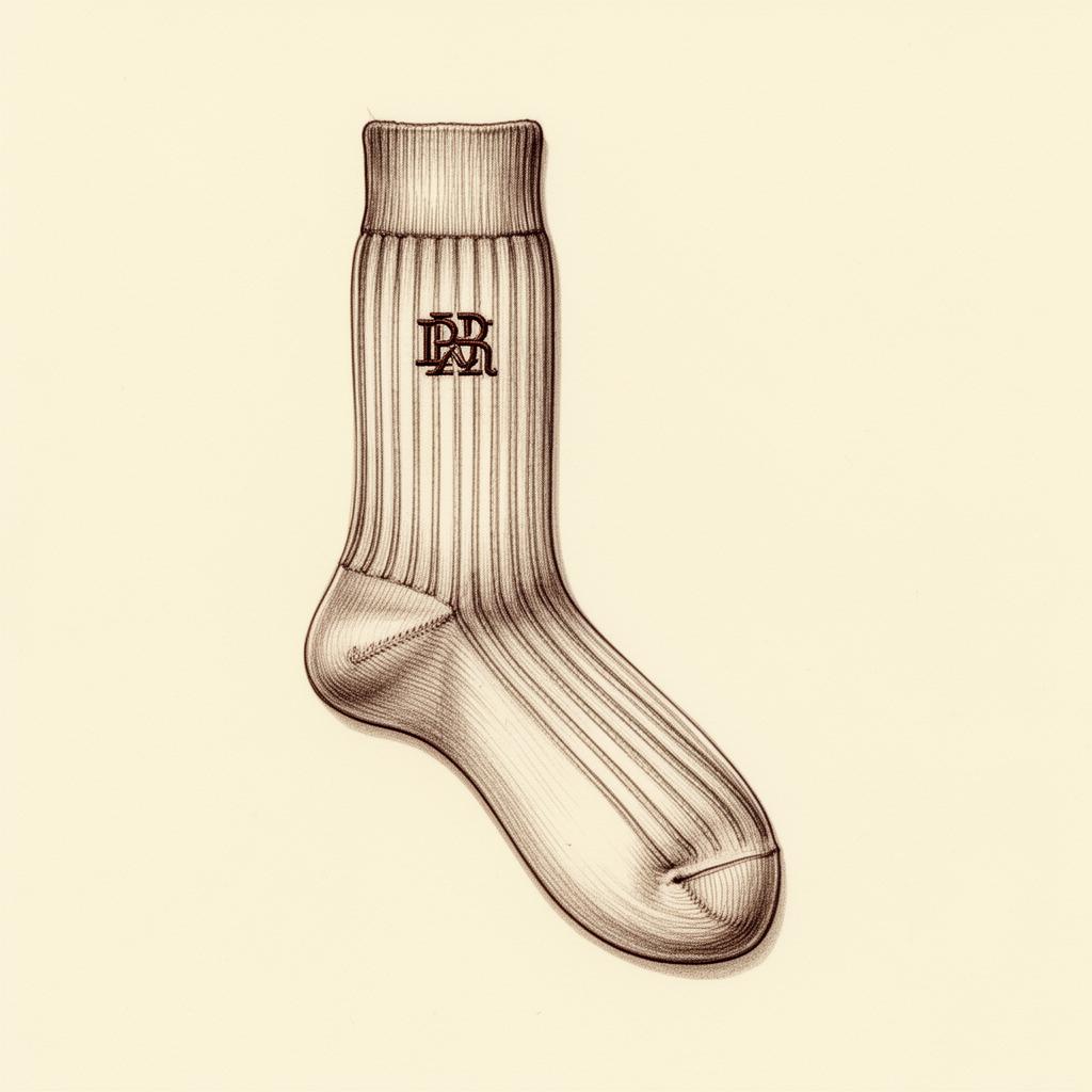 Illustration of a dress sock monogram placement